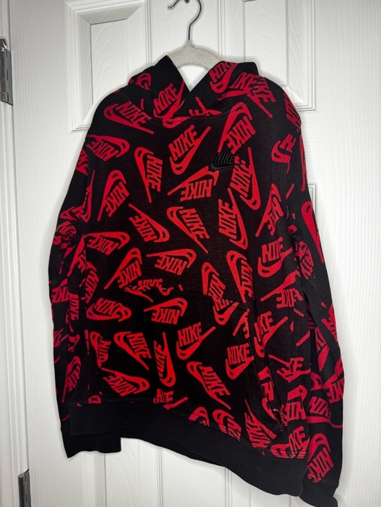 Nike Other - EUC Boys Nike Black Hoodie with Red Swoosh Logo Print Size Medium